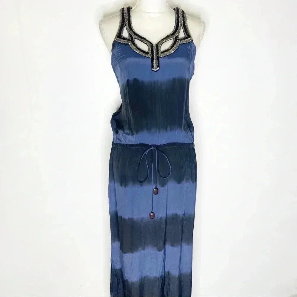 Karina Grimaldi x Revolve Beaded Silk Maxi Dress Size Small
